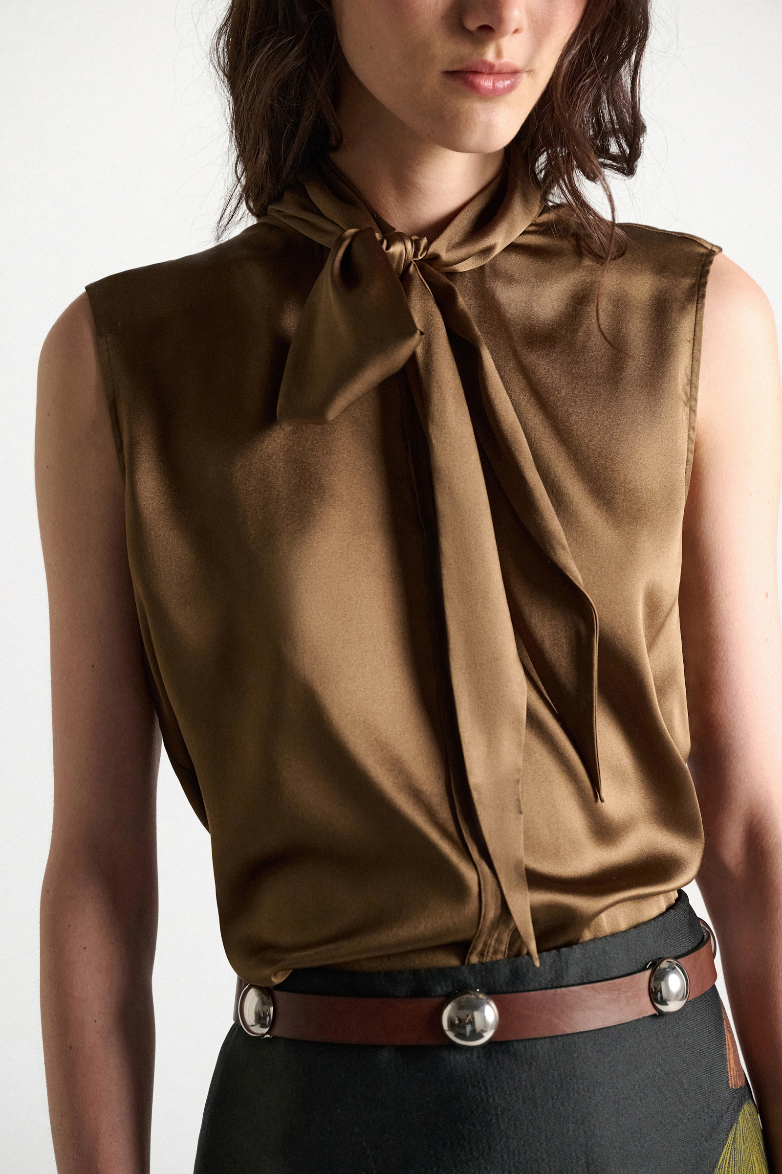 Dorothee Schumacher Top aus Seiden-Stretch-Satin porcini