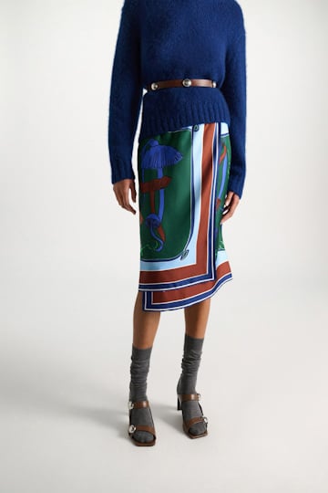 Dorothee Schumacher Pencilskirt in Wickelrock-Optik aus bedrucktem Seidentwill colorful ribbon scarf