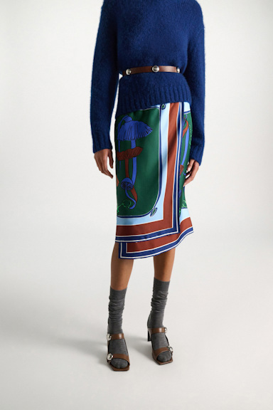Dorothee Schumacher Printed silk twill wrap skirt colorful ribbon scarf