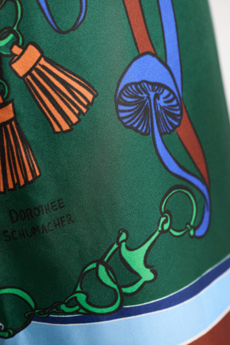 Dorothee Schumacher Printed silk twill wrap skirt colorful ribbon scarf