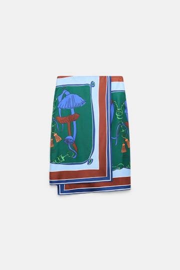 Dorothee Schumacher Printed silk twill wrap skirt colorful ribbon scarf