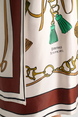 Dorothee Schumacher Printed silk twill wrap skirt Brown Ribbon scarf