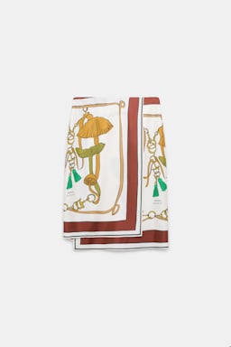 Dorothee Schumacher Printed silk twill wrap skirt Brown Ribbon scarf