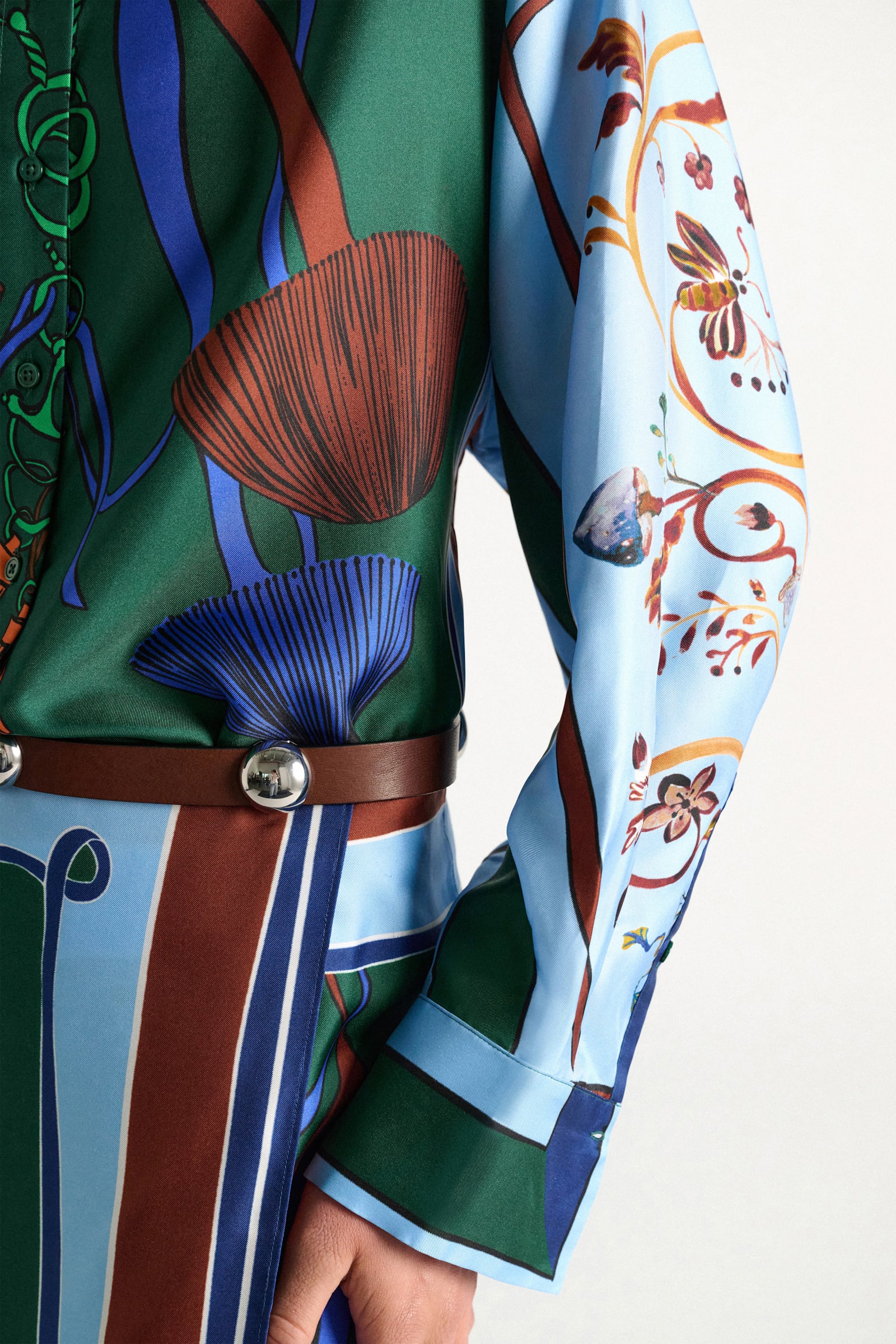 Dorothee Schumacher Oversized printed silk twill blouse colorful ribbon scarf