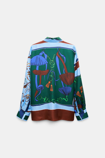 Dorothee Schumacher Oversized printed silk twill blouse colorful ribbon scarf