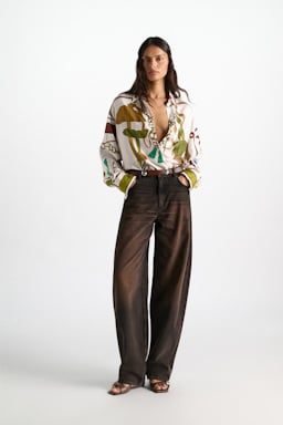 Dorothee Schumacher Oversized Polobluse aus Seidentwill Brown Ribbon scarf