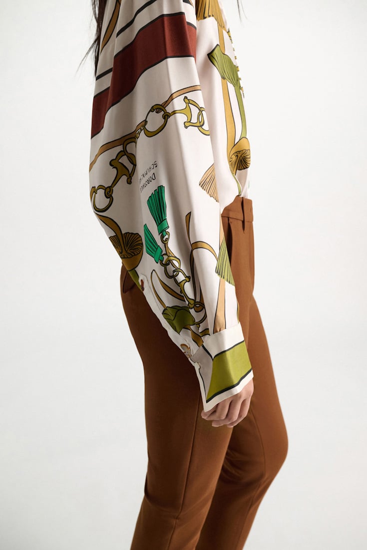 Dorothee Schumacher Oversized Polobluse aus Seidentwill Brown Ribbon scarf