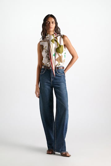 Dorothee Schumacher Top aus Seidentwill Brown Ribbon scarf