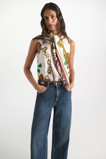 Dorothee Schumacher Top aus Seidentwill Brown Ribbon scarf