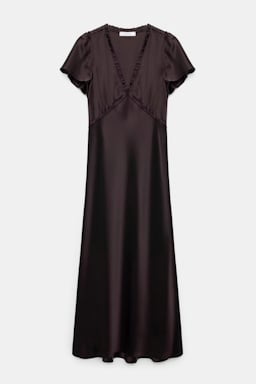 Dorothee Schumacher Midi-Kleid aus technischem Satin black mushroom