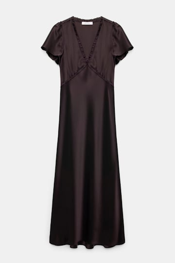 Dorothee Schumacher Midi-Kleid aus technischem Satin black mushroom