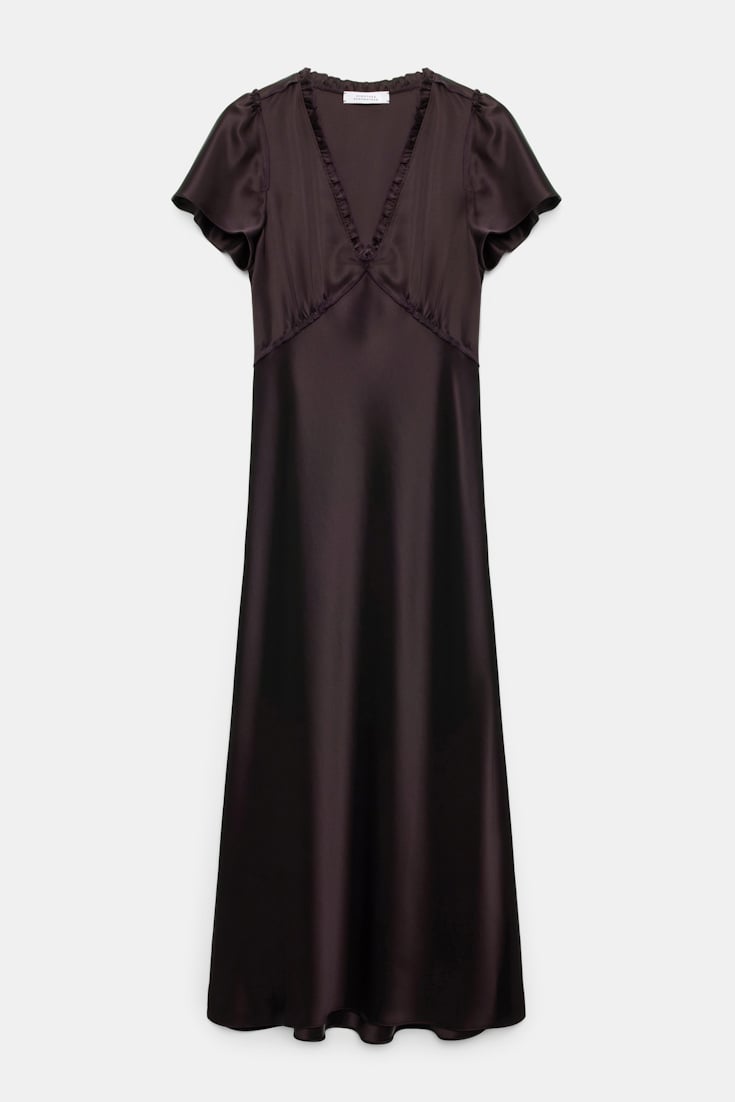 Dorothee Schumacher Midi-Kleid aus technischem Satin black mushroom