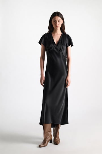 Dorothee Schumacher Midi-Kleid aus technischem Satin black