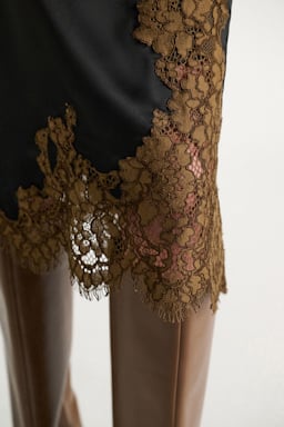 Dorothee Schumacher Technical satin midi-skirt with lace black