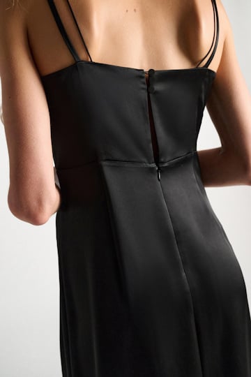 Dorothee Schumacher Technical satin lingerie dress with lace black