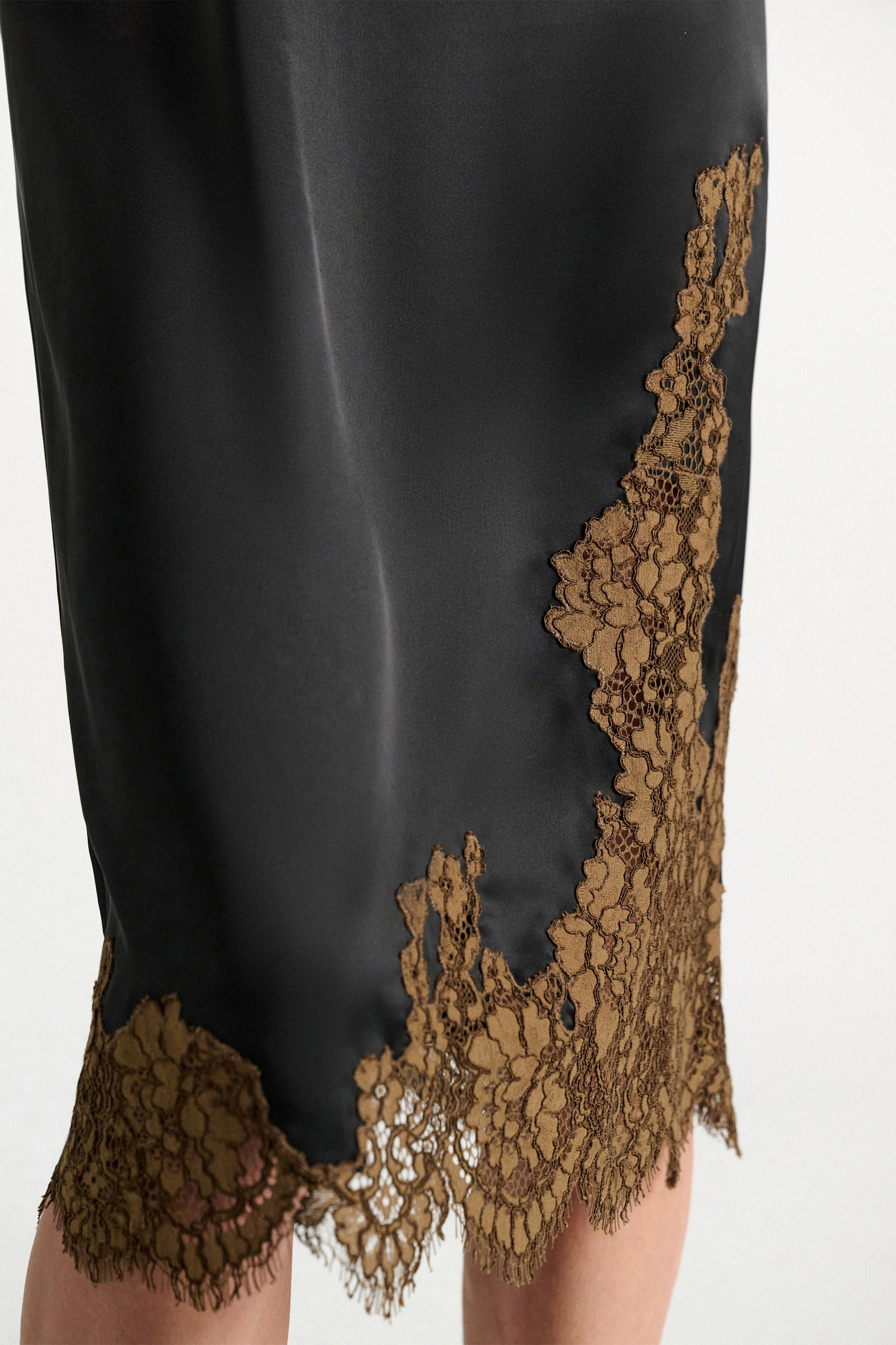 Dorothee Schumacher Technical satin lingerie dress with lace black