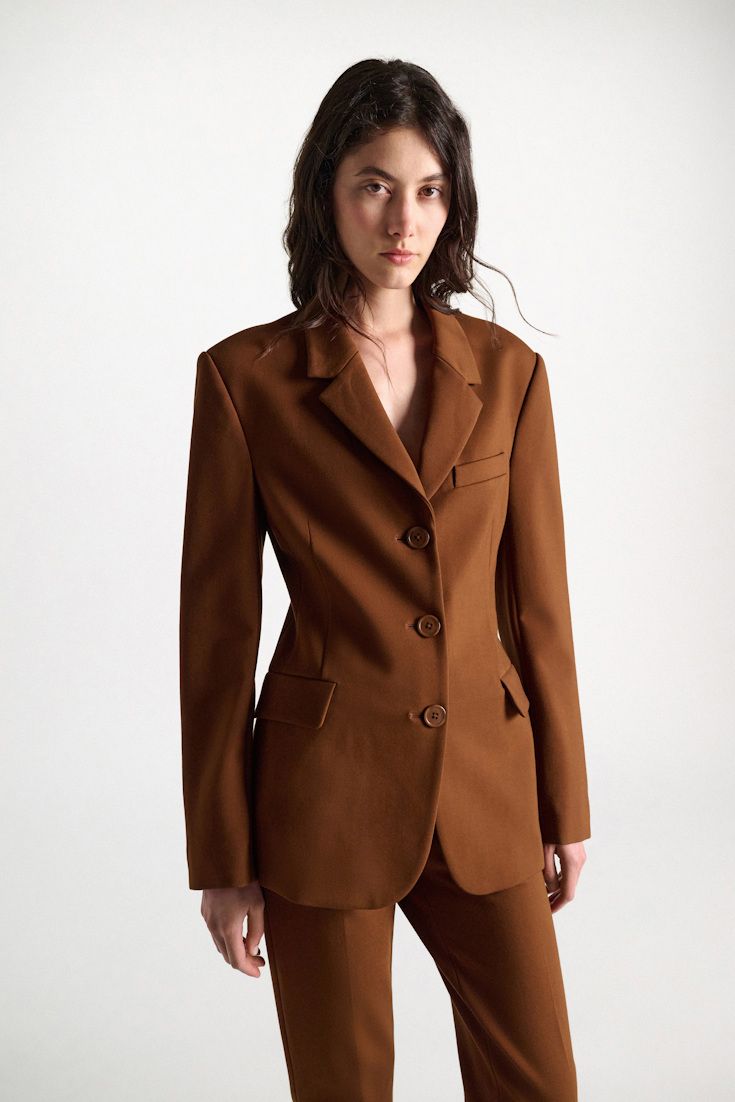 Dorothee Schumacher Single-breasted blazer in Punto Milano hazelnut