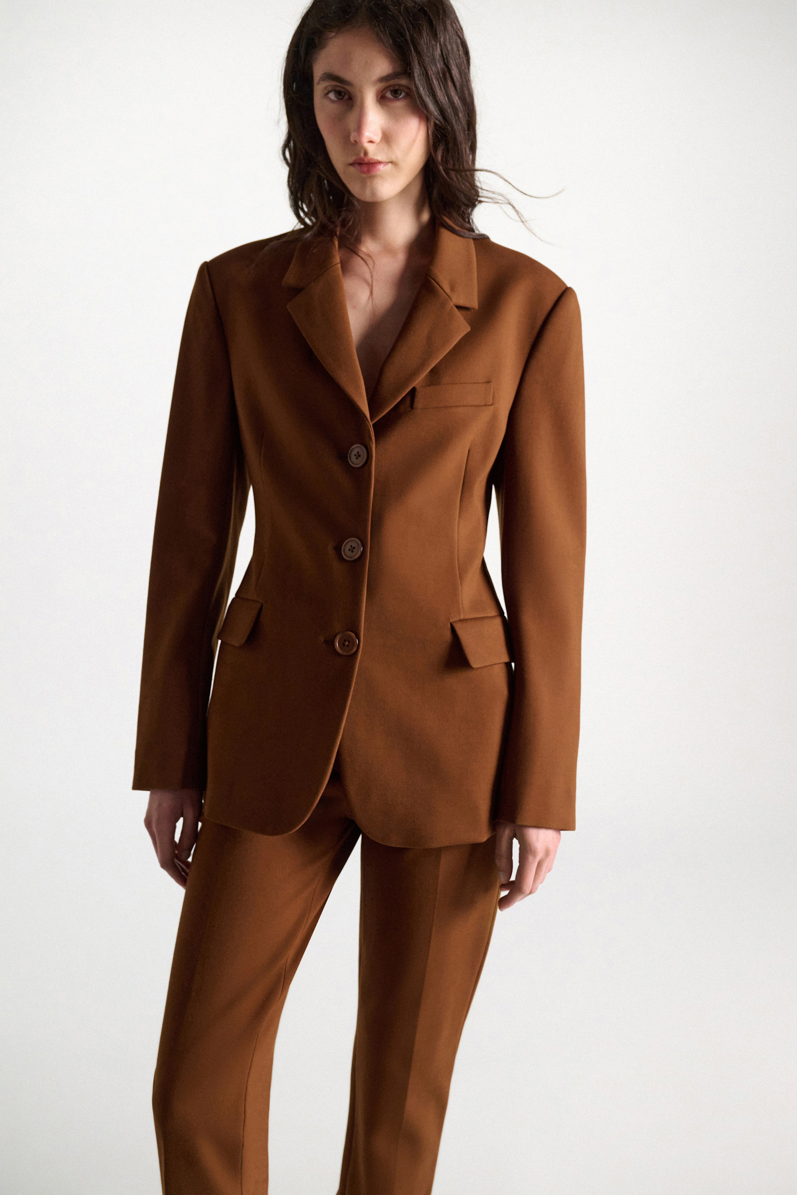 Dorothee Schumacher Single-breasted blazer in Punto Milano hazelnut