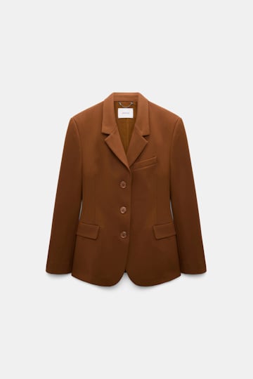 Dorothee Schumacher Single-breasted blazer in Punto Milano hazelnut