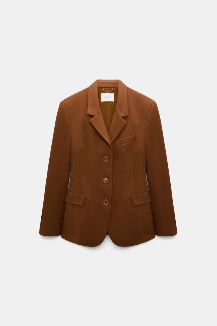 Dorothee Schumacher Single-breasted blazer in Punto Milano hazelnut