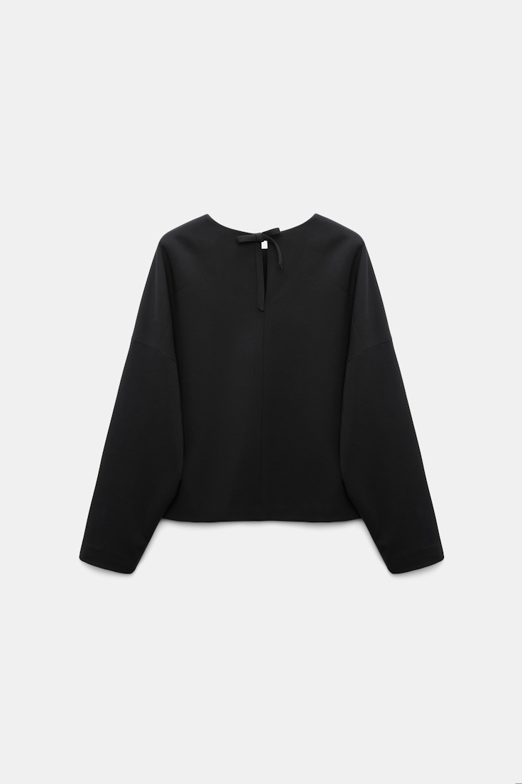 Dorothee Schumacher Cropped blouse with bow in Punto Milano black