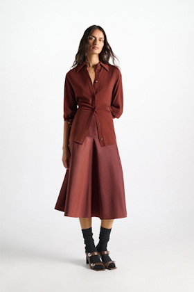 Dorothee Schumacher Nylon skirt cinnamon Model Front View