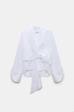 Dorothee Schumacher Oversized draped blouse in stretch cotton poplin pure white