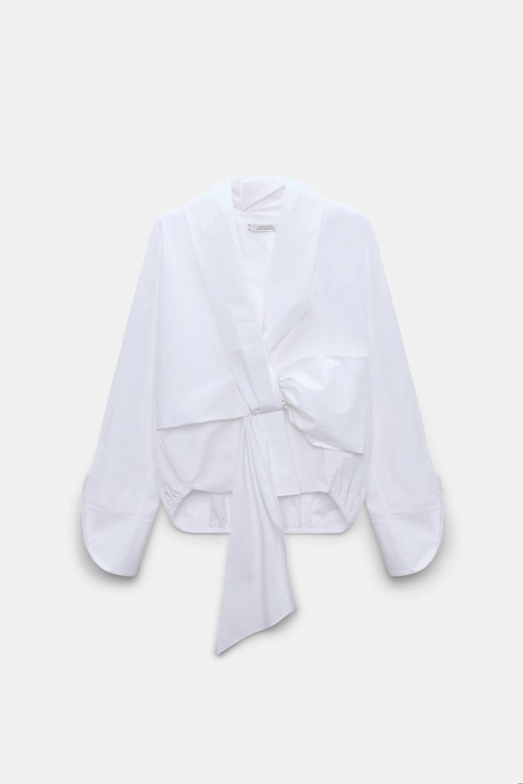 Dorothee Schumacher Oversized draped blouse in stretch cotton poplin pure white