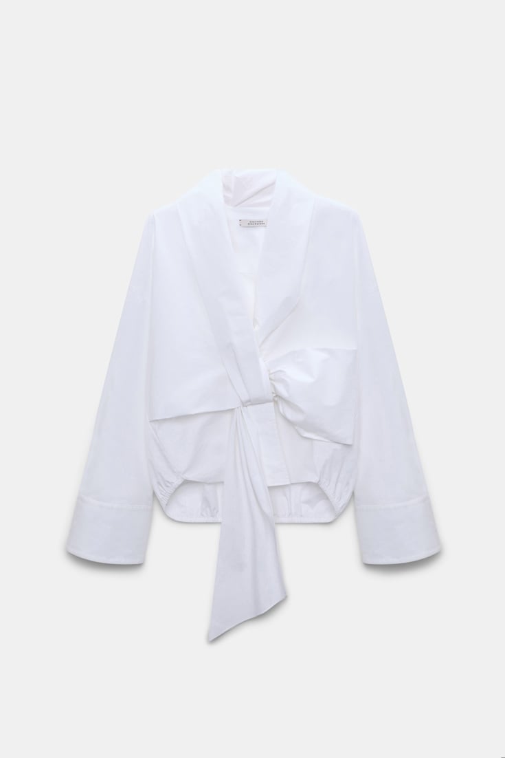 Dorothee Schumacher Oversized draped blouse in stretch cotton poplin pure white