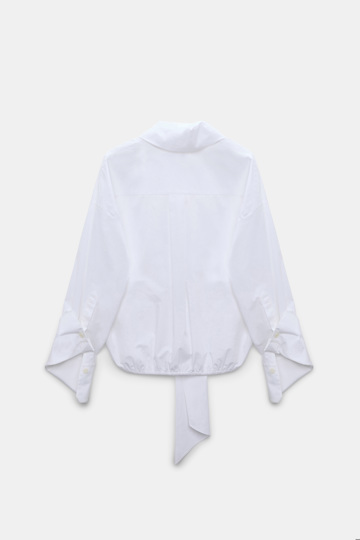 Dorothee Schumacher Oversized draped blouse in stretch cotton poplin pure white