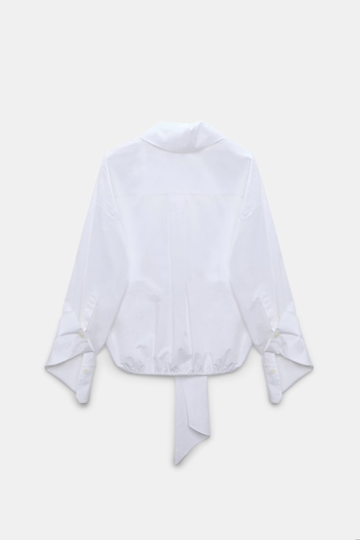 Dorothee Schumacher Oversized draped blouse in stretch cotton poplin pure white