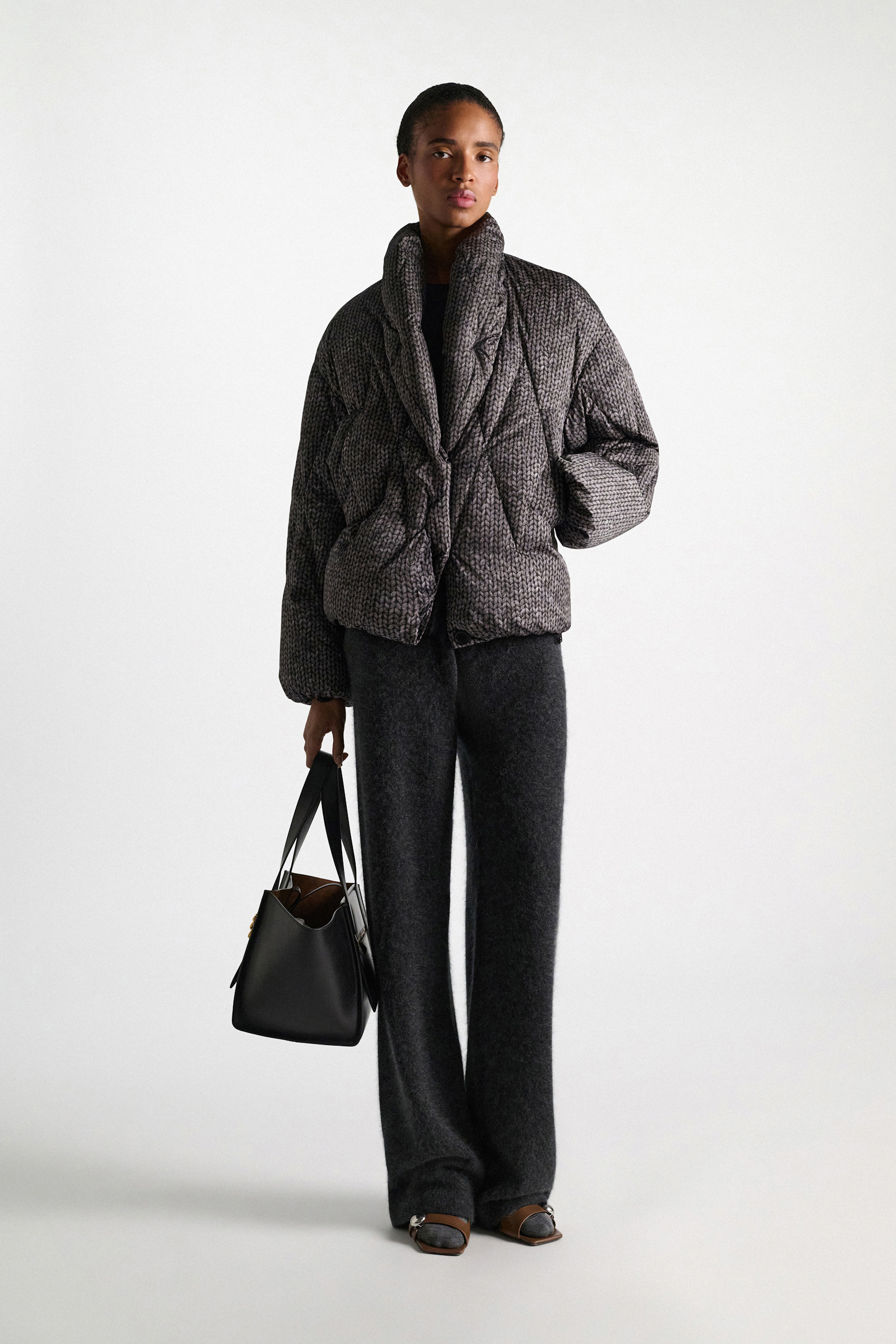 Dorothee Schumacher Printed down jacket knit print grey