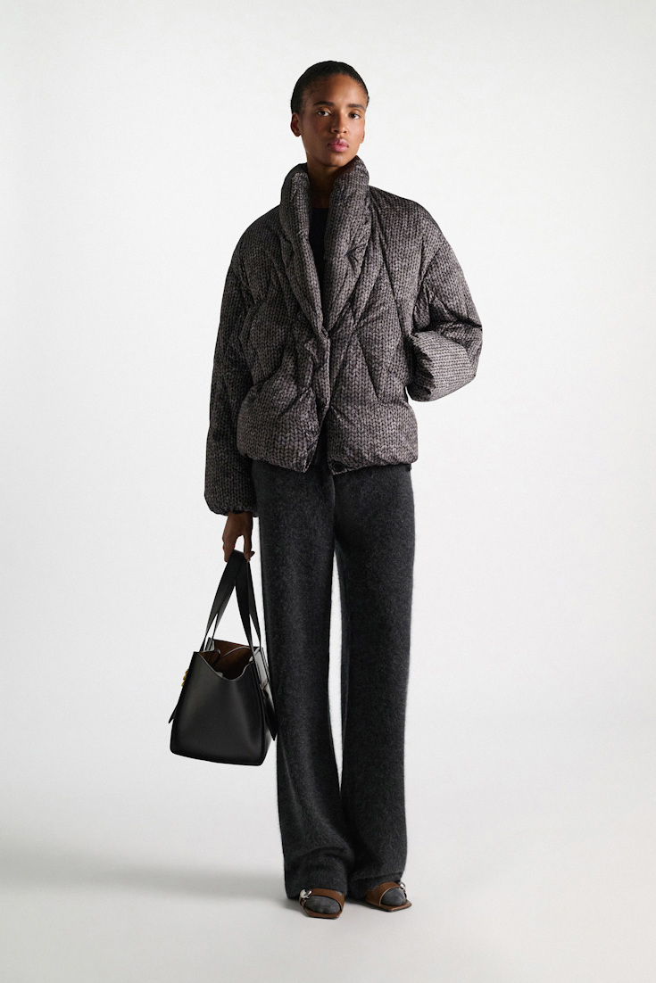 Dorothee Schumacher Printed down jacket knit print grey