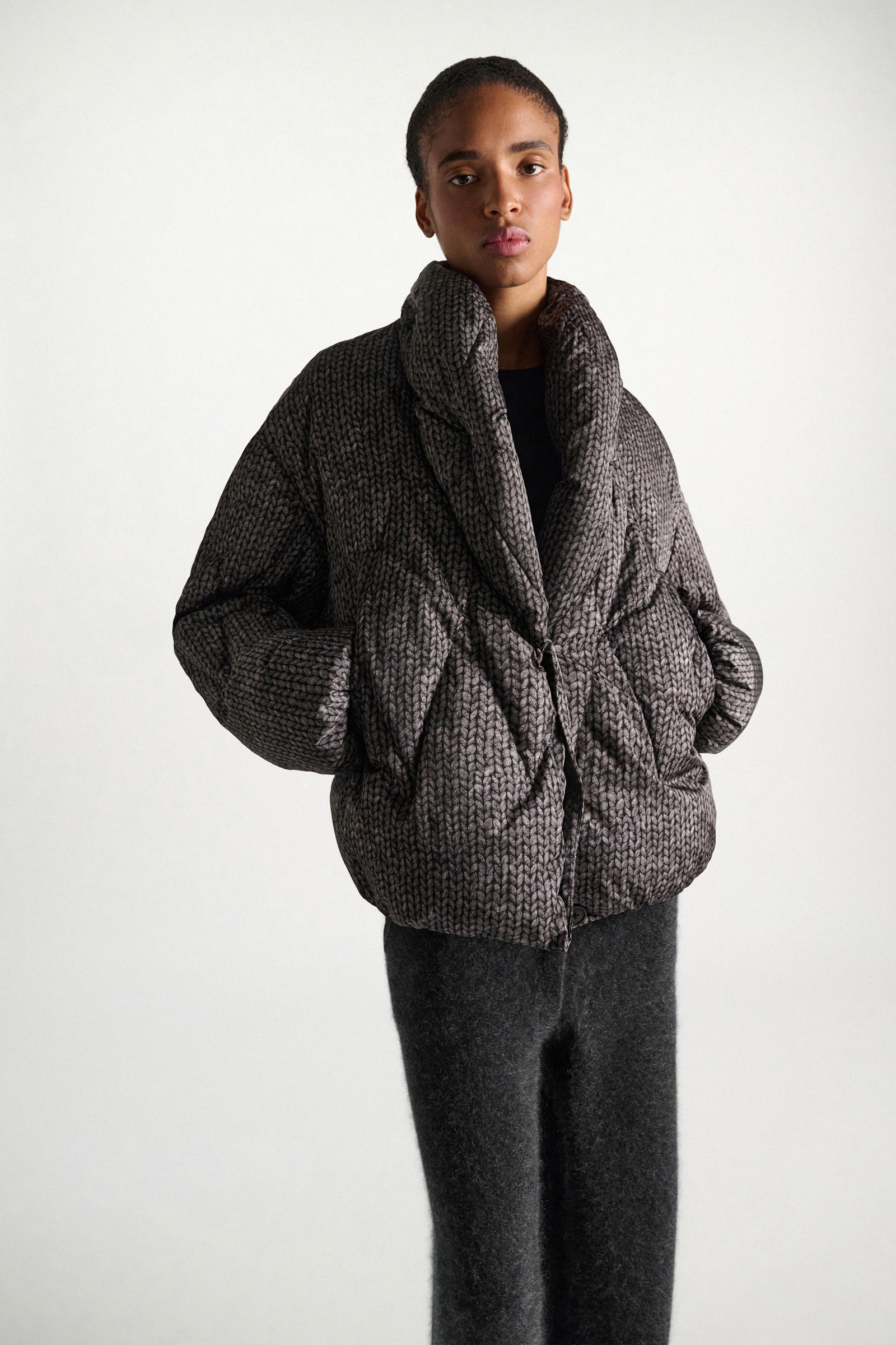 Dorothee Schumacher Printed down jacket knit print grey