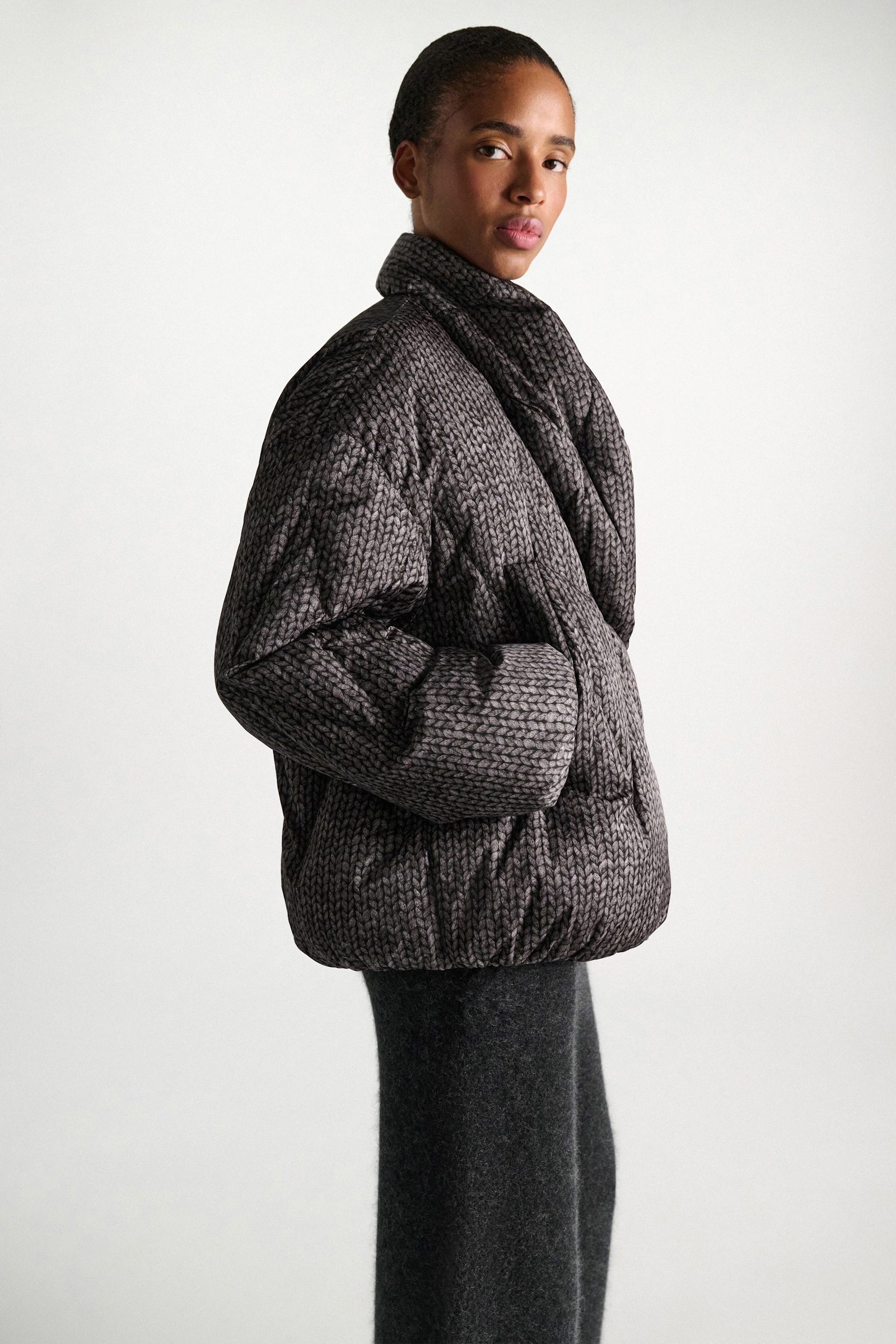 Dorothee Schumacher Printed down jacket knit print grey