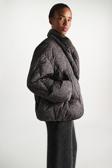 Dorothee Schumacher Printed down jacket knit print grey