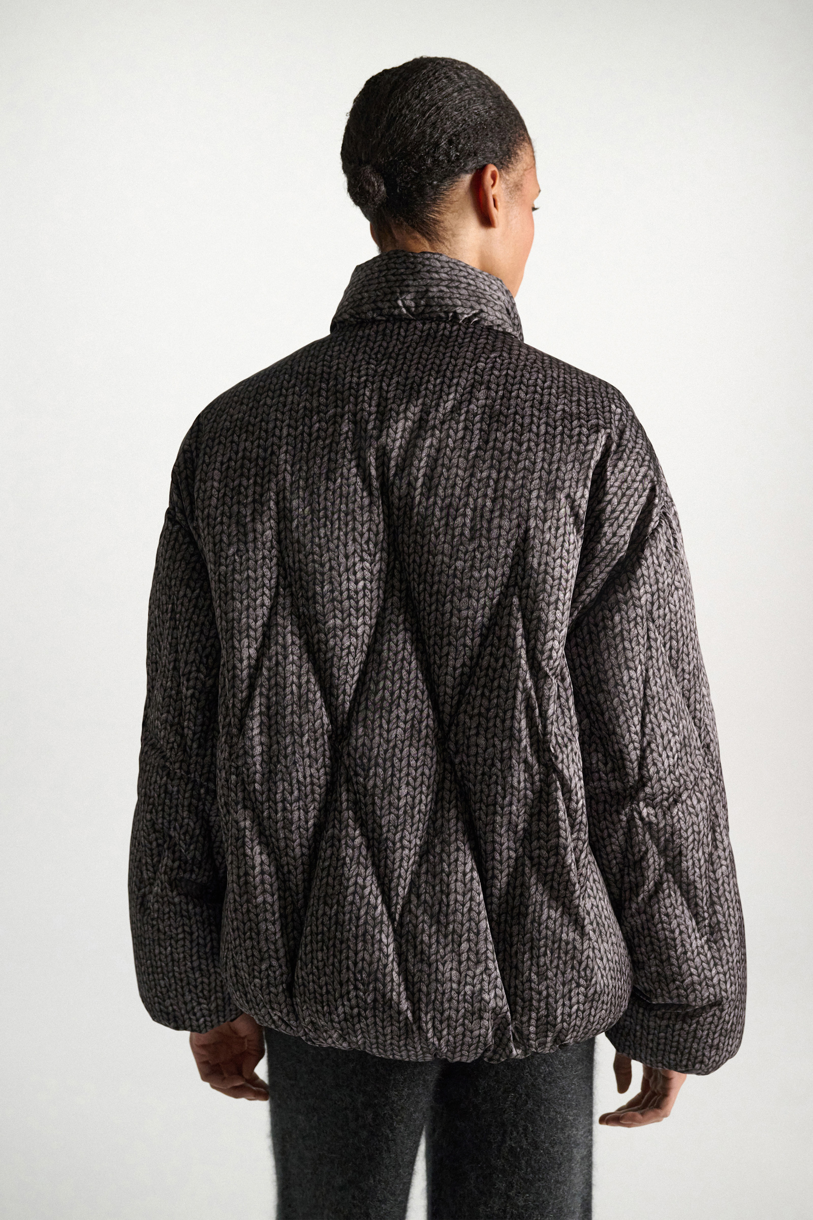 Dorothee Schumacher Printed down jacket knit print grey