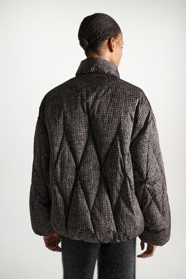 Dorothee Schumacher Printed down jacket knit print grey
