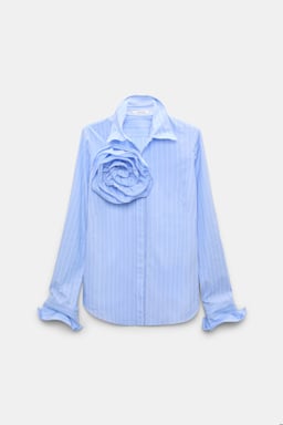 Dorothee Schumacher Slim cotton poplin shirt with XL rose madeira stripe