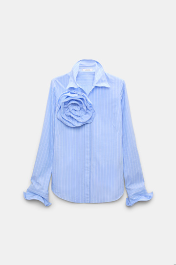 Dorothee Schumacher Slim cotton poplin shirt with XL rose madeira stripe