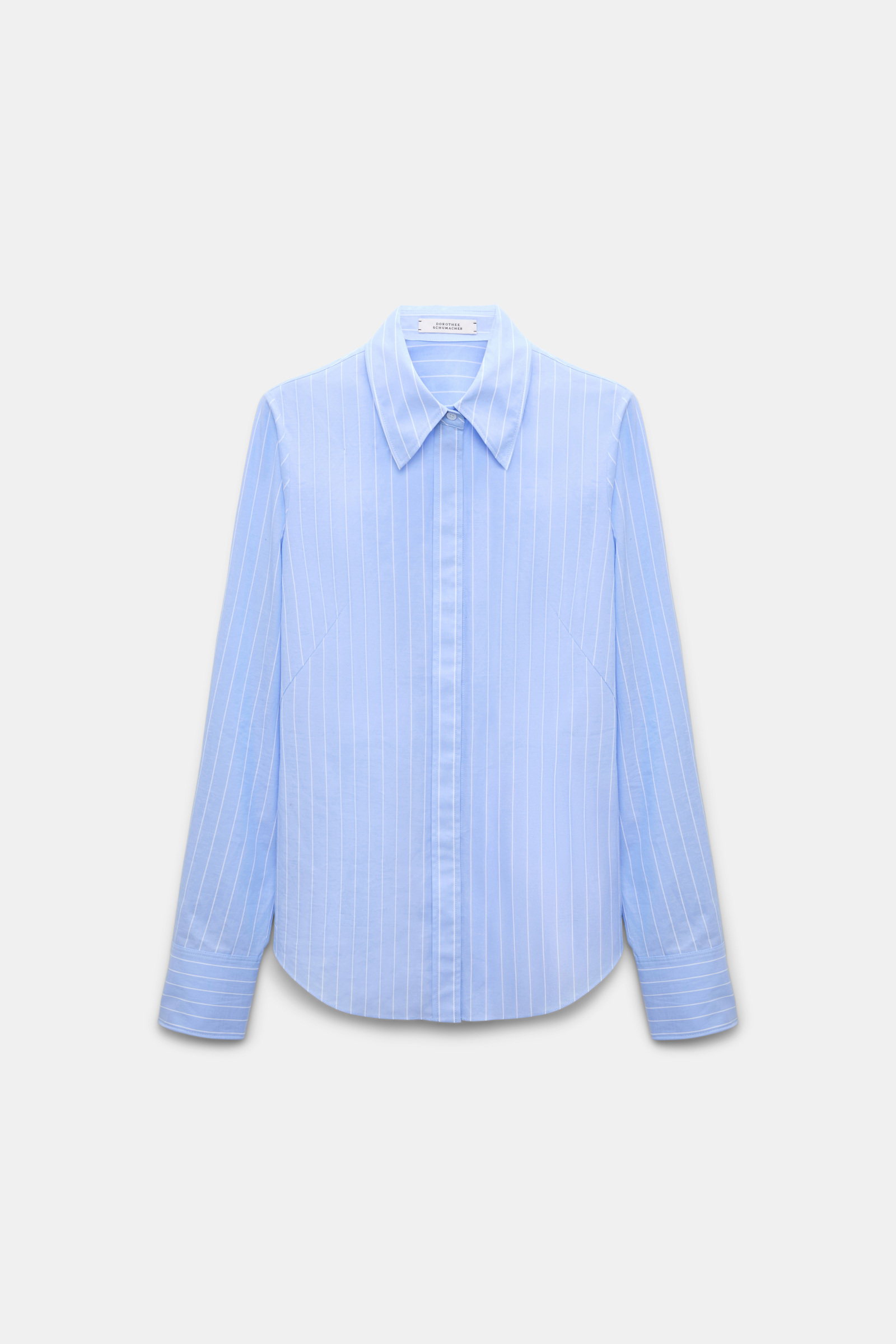 Dorothee Schumacher Slim cotton poplin shirt with XL rose madeira stripe