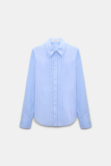 Dorothee Schumacher Slim cotton poplin shirt with XL rose madeira stripe