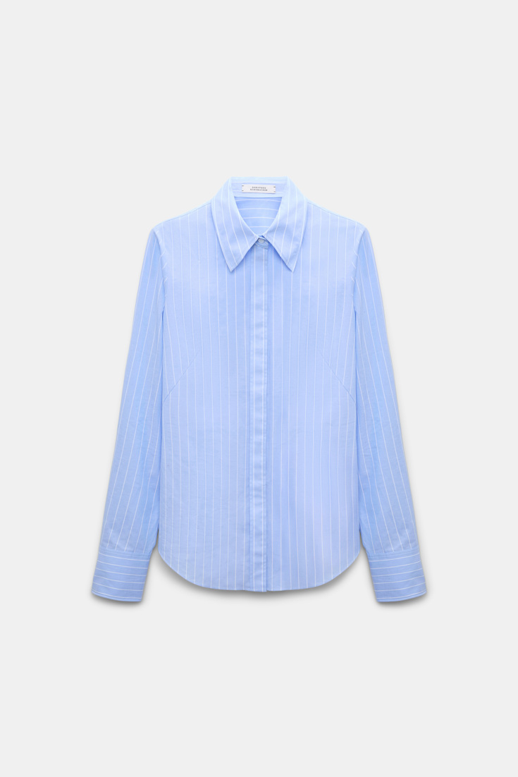 Dorothee Schumacher Slim cotton poplin shirt with XL rose madeira stripe