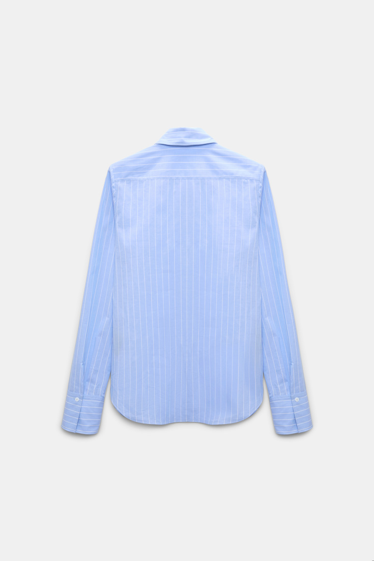 Dorothee Schumacher Slim cotton poplin shirt with XL rose madeira stripe