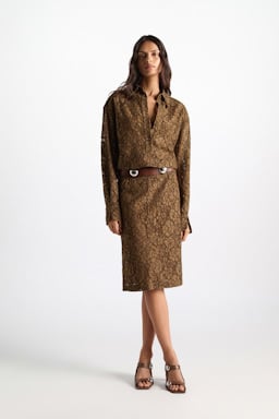 Dorothee Schumacher Hemdblusenkleid aus Guipurespitze porcini