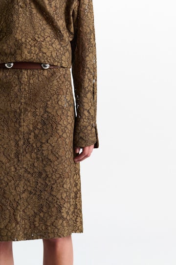 Dorothee Schumacher Hemdblusenkleid aus Guipurespitze porcini