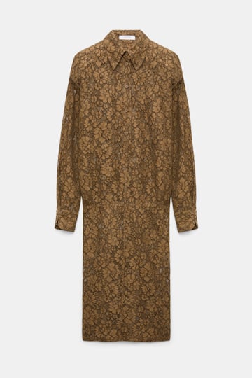 Dorothee Schumacher Hemdblusenkleid aus Guipurespitze porcini