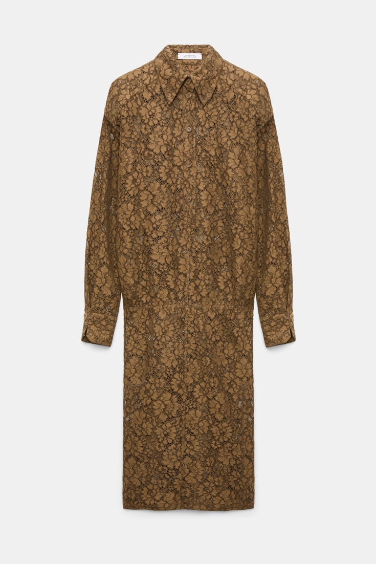 Dorothee Schumacher Hemdblusenkleid aus Guipurespitze porcini
