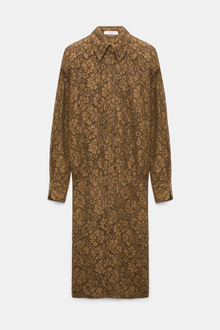Dorothee Schumacher Hemdblusenkleid aus Guipurespitze porcini