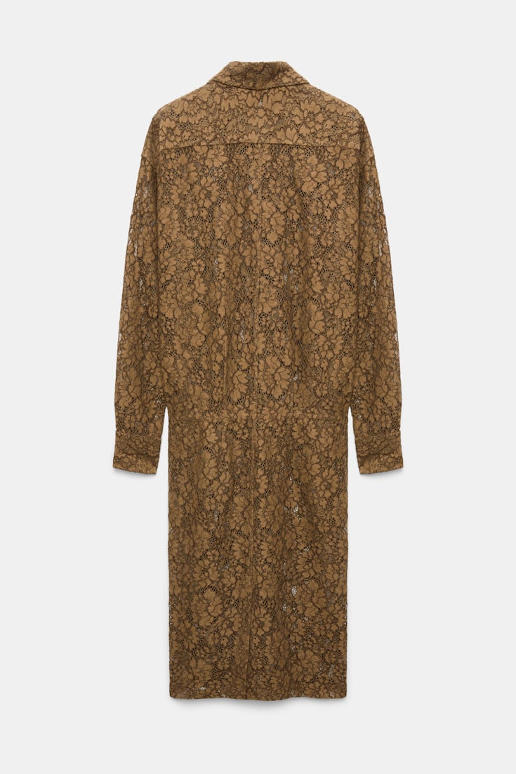 Dorothee Schumacher Hemdblusenkleid aus Guipurespitze porcini